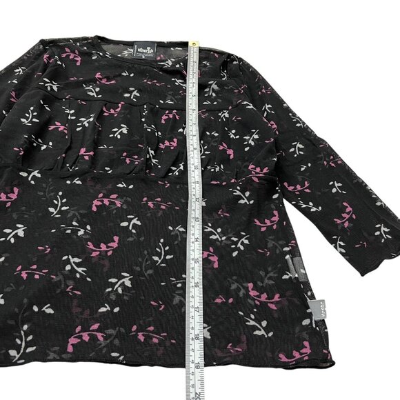 Vintage 90s Levis Silver Tab Womens Sheer Mesh Floral Top Black Y2K Going Out - Picture 9 of 10